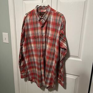 Walls Authentic Ranch Wear Mens Red Plaid Large Button Front Shirt Western